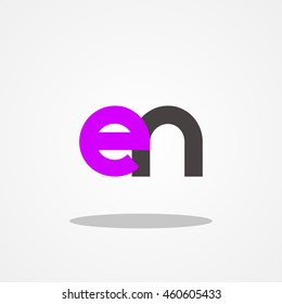 Initial letter EN lowercase logo design template purple black