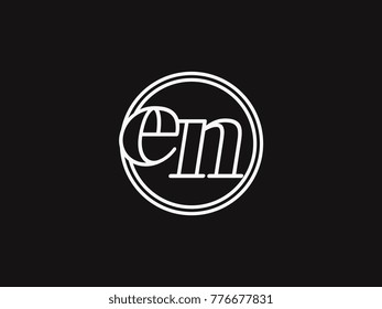 Initial letter en lowercase outline inside the circle logo template white on black background