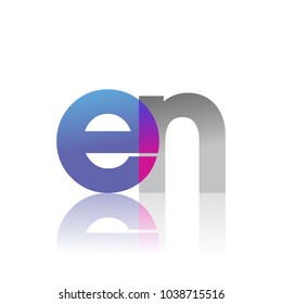 Initial Letter EN Lowercase overlap Logo Blue, pink and grey, Modern and Simple Logo Design.