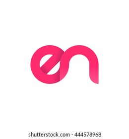 initial letter en modern linked circle round lowercase logo pink