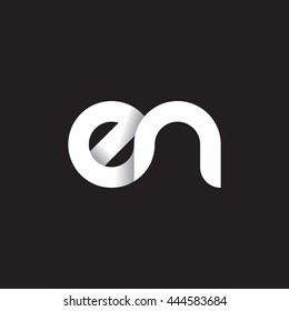 initial letter en modern linked circle round lowercase logo white black