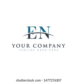 Initial letter EN, overlapping movement swoosh horizon logo company design inspiration in blue and gray color vector