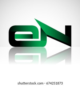 Initial letter EN uppercase modern and simple logo linked green and black colored, isolated in white background. Vector design for company identity.
