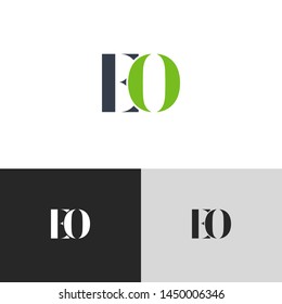 Initial Letter eo e o  uppercase modern logo design template elements. green letter Isolated on black white grey background. Suitable for business, consulting group company.