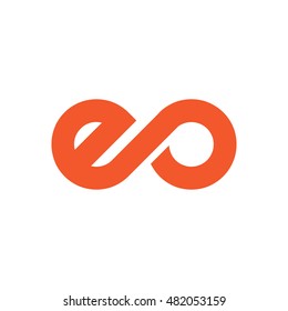 Initial Letter EO Linked Circle Lowercase Logo Orange