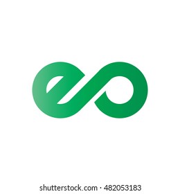 Initial Letter EO Linked Circle Lowercase Logo Green