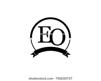 initial letter EO logo monogram retro black
