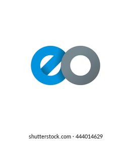 Initial Letter Eo Modern Linked Circle Round Lowercase Logo Blue Gray