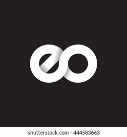 initial letter eo modern linked circle round lowercase logo white black
