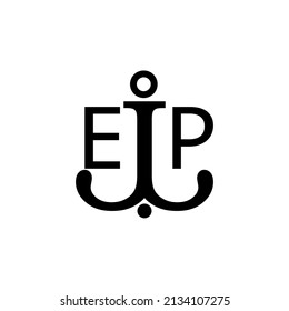 Initial letter EP anchor simple logo.