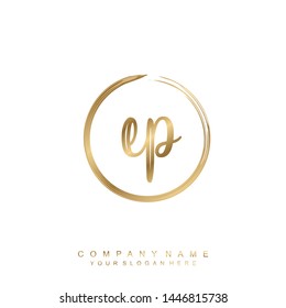Initial letter EP beautiful handwriting logo vector template