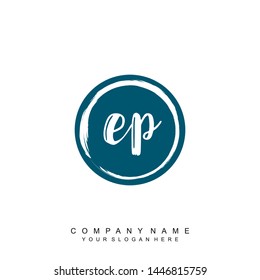 Initial letter EP beautiful handwriting logo vector template