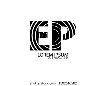 Initial Letter EP black color logo vector