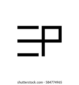 initial letter E,P black color logo vector