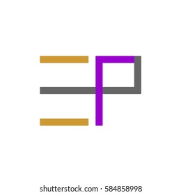 initial letter E,P dark brown and blue color logo vector