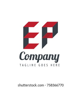 Initial Letter EP Design Logo With Square