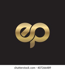 initial letter ep linked circle lowercase logo gold black background