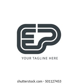 Initial Letter EP Linked Design Logo Black
