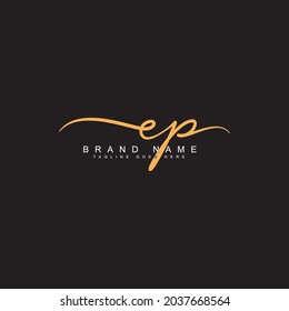 Initial Letter EP Logo - Handwritten Signature Logo.