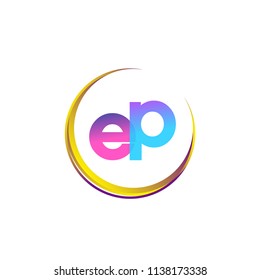 initial letter EP logotype company name, coloreful and swoosh design. vector logo for business and company identity.