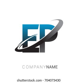 initial letter EP logotype company name colored blue and grey swoosh design. logo design for business and company identity.