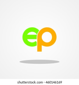 Initial letter EP lowercase logo design template leaf green orange