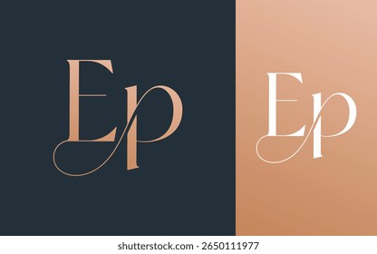 Carta inicial EP PE logotipo design vetor ilustração para casal, casamento e negócios