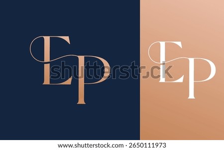 Initial letter EP PE logo design vector illustration for couple, wedding, and business