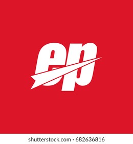 initial letter ep white logo in red background