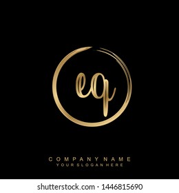Initial letter EQ beautiful handwriting logo vector template