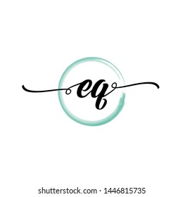 Initial letter EQ beautiful handwriting logo vector template