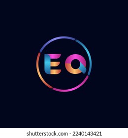Initial letter EQ curve rounded logo, gradient vibrant colorful glossy colors