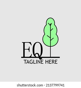 Initial letter EQ with green tree logo. Minimal, simple and unique.
