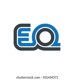 Initial Letter EQ Linked Design Logo Black Blue
