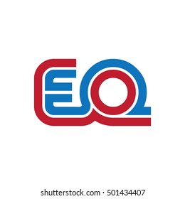 Initial Letter EQ Linked Design Logo Red Blue