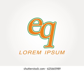 Initial letter eq logo. Monogram lowercase italic