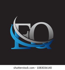initial letter EQ logotype company name colored blue and grey swoosh design. vector logo for business and company identity.