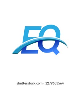 initial letter EQ logotype company name colored blue and swoosh design. vector logo for business and company identity.
