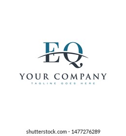 Initial letter EQ, overlapping movement swoosh horizon logo company design inspiration in blue and gray color vector