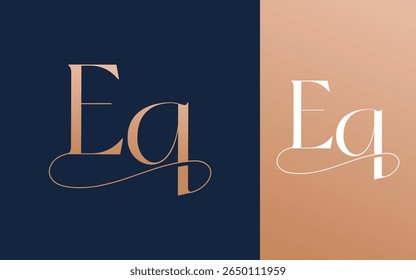 Initial letter EQ QE logo design vector illustration for couple, wedding, and business