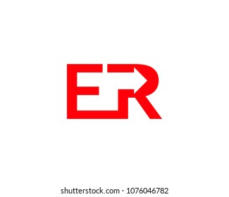 Initial Letter ER Arrow Icon Vector Logo Template Illustration Design