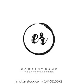 Initial letter ER beautiful handwriting logo vector template