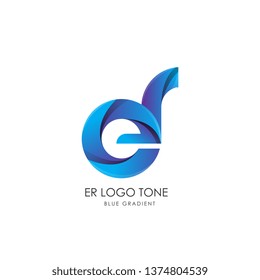 Initial Letter er Linked Circle Lowercase Logo Blue Icon Design Template Element with gradient - Vector