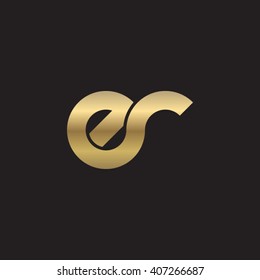 initial letter er linked circle lowercase logo gold black background