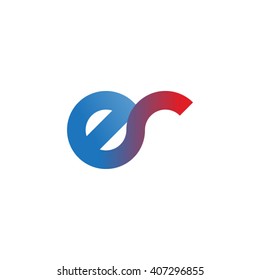 initial letter er linked circle lowercase logo blue red