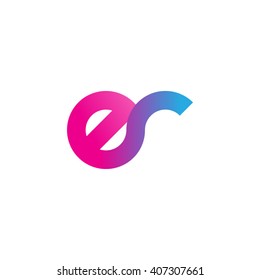 initial letter er linked circle lowercase logo pink blue purple