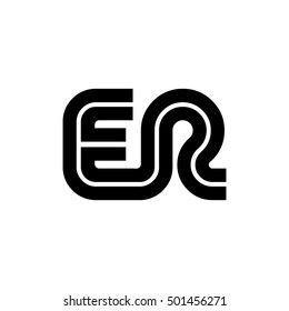 Initial Letter ER Linked Design Logo Black