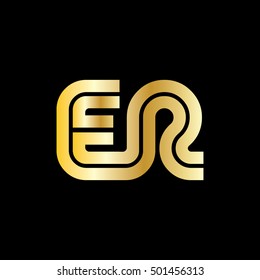 Initial Letter ER Linked Design Logo Gold