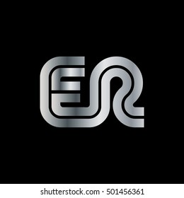 Initial Letter ER Linked Design Logo Silver
