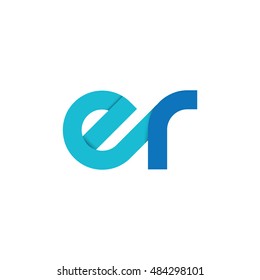 Initial Letter ER Linked Lowercase Logo Blue